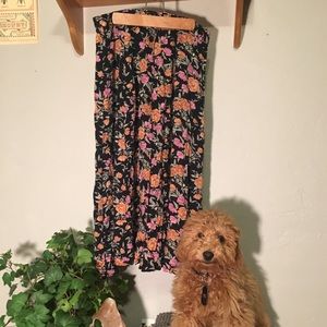 Midi floral button down skirt